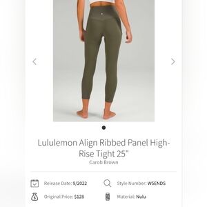 lululemon athletica Olive Green Ribbed Align Leggings